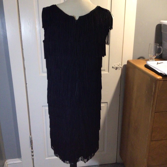 VINTAGE Black Fringe Flapper Dress - Picture 3 of 3